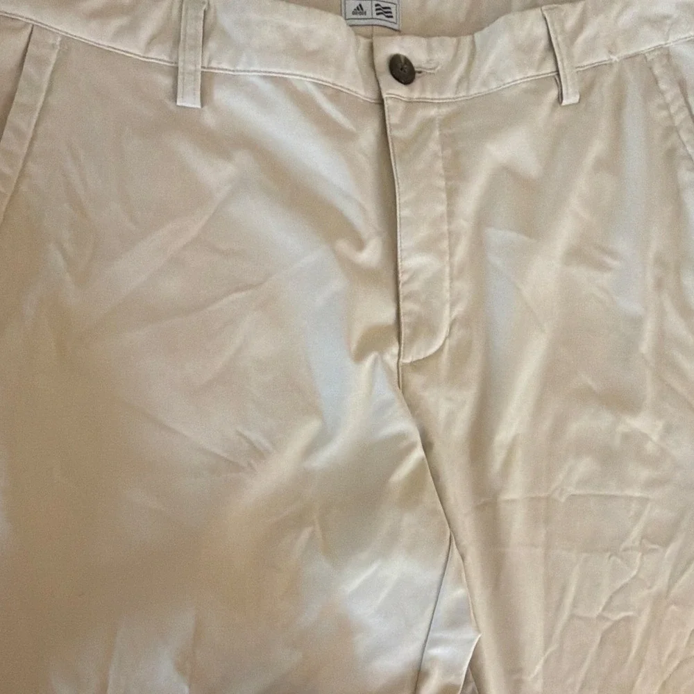 adidas Men's 36 White Polyester Microfiber Regular Fit Straight Flat Front Pants